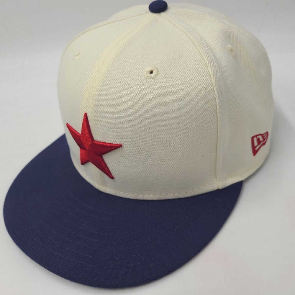 Detroit Stars Hat Fitted 7 5/8 New Era 59Fifty Cream Blue Red Negro Leagues NLBM